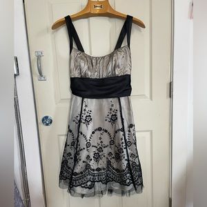 Formal dress - cream with black lace details